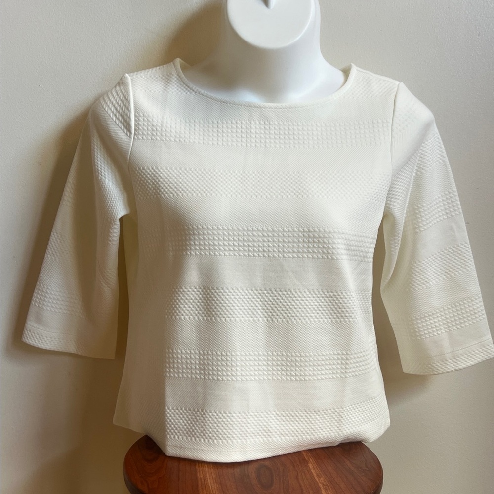 Chico's Cream white textured Women's Blouse